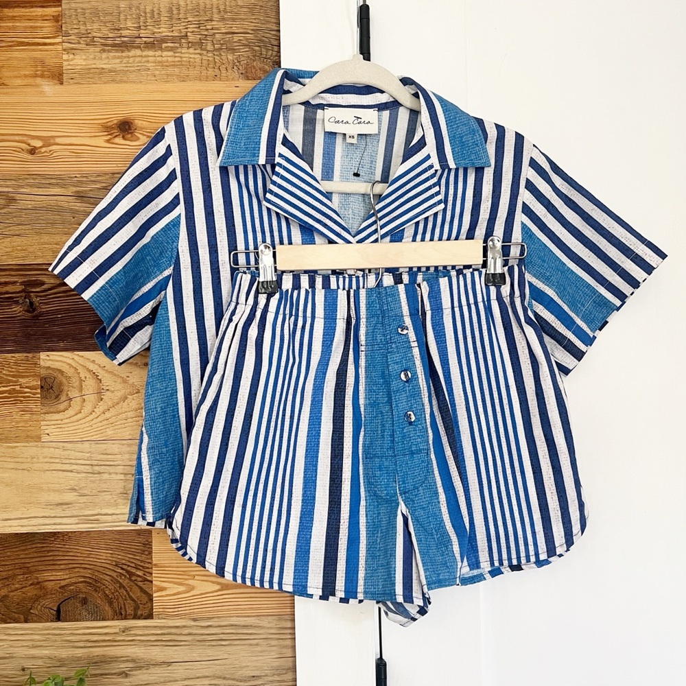 Cara Cara Blue and White Striped Shorts and Top Set